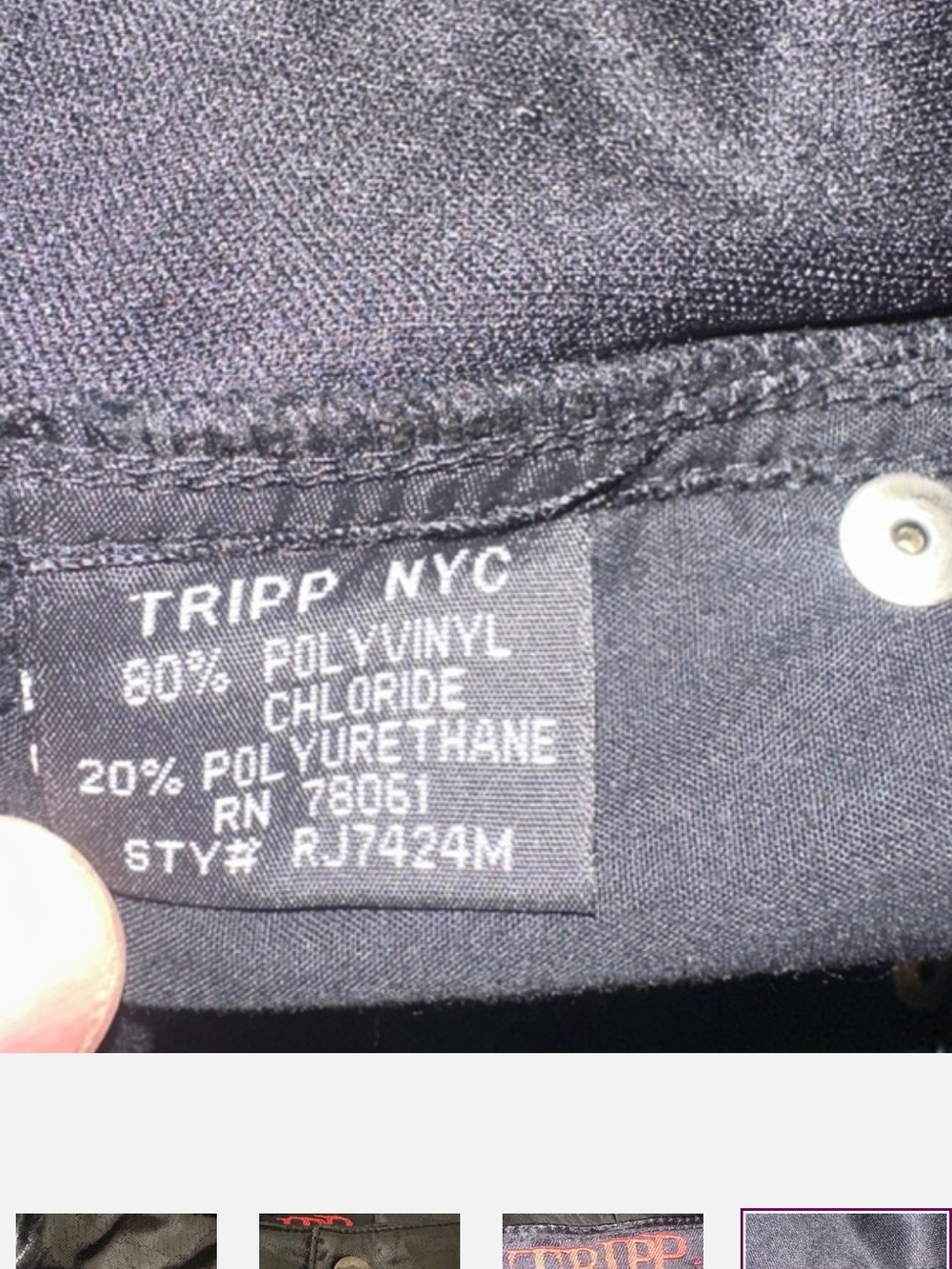 Tripp NYC Black Patent Faux Leather/Polyurethane Pants - Picture 3 of 3